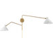 Modern 2 Light 86 inch White with Natural Brass Wall Sconce Wall Light