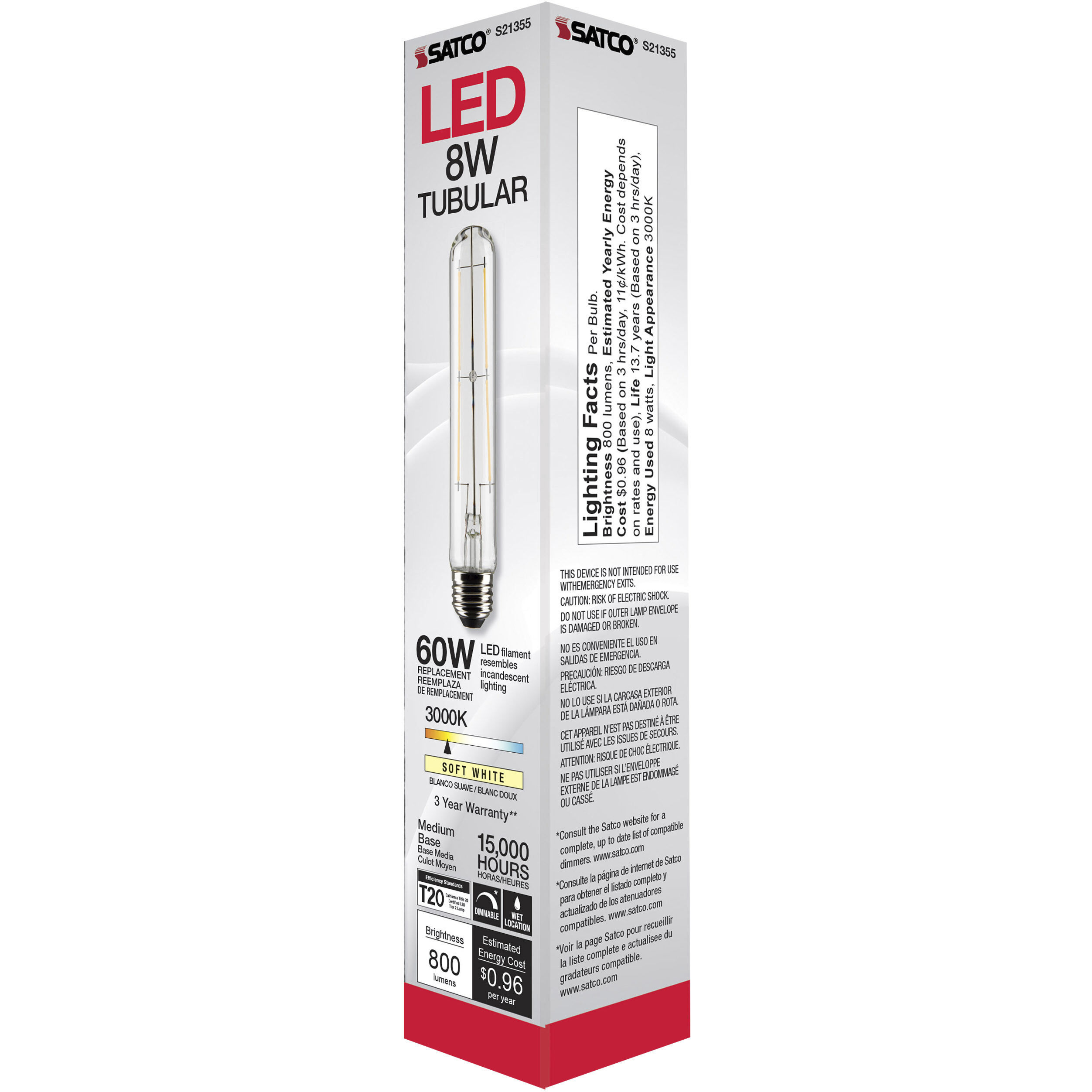 Lumos LED Medium Medium 8.00 watt 3000K LED Filament