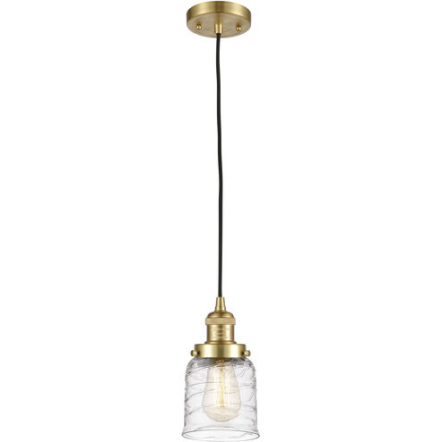 Franklin Restoration Bell LED 5 inch Satin Gold Mini Pendant Ceiling Light in Deco Swirl