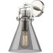 Downtown Urban Newton Cone Armed Sconce Wall Light in Polished Nickel, Plated Smoke Glass