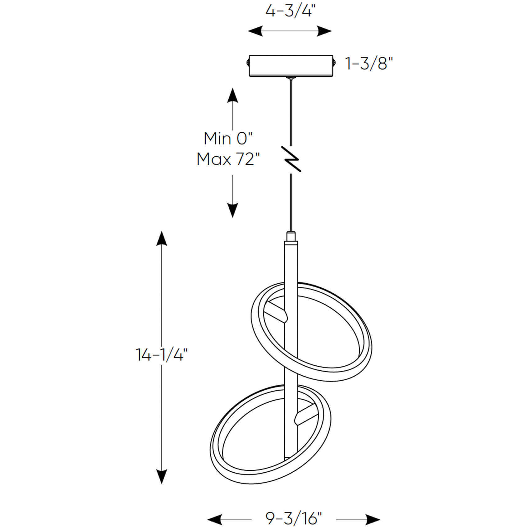 Olympia Two 2 Light 9.5 inch Black Pendant Ceiling Light, 2 Rings
