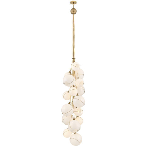 Lisa McDennon Skye 18 Light 39 inch Heritage Brass Chandelier Ceiling Light in Cased Opal, Multi Tier