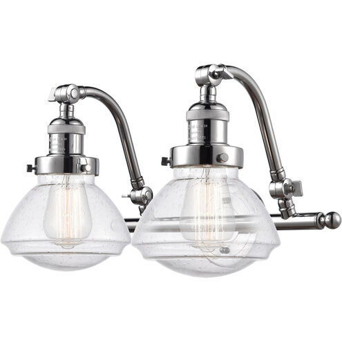 Franklin Restoration Olean 2 Light 19 inch Polished Chrome Bath Vanity Light Wall Light in Seedy Glass, Franklin Restoration
