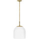 Willa 1 Light 12 inch Heritage Brass Pendant Ceiling Light, Semi-flush Mount