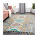 Bonifate 36 X 24 inch Teal/Mustard/Medium Gray/Light Gray/Charcoal/Aqua Rugs, Rectangle