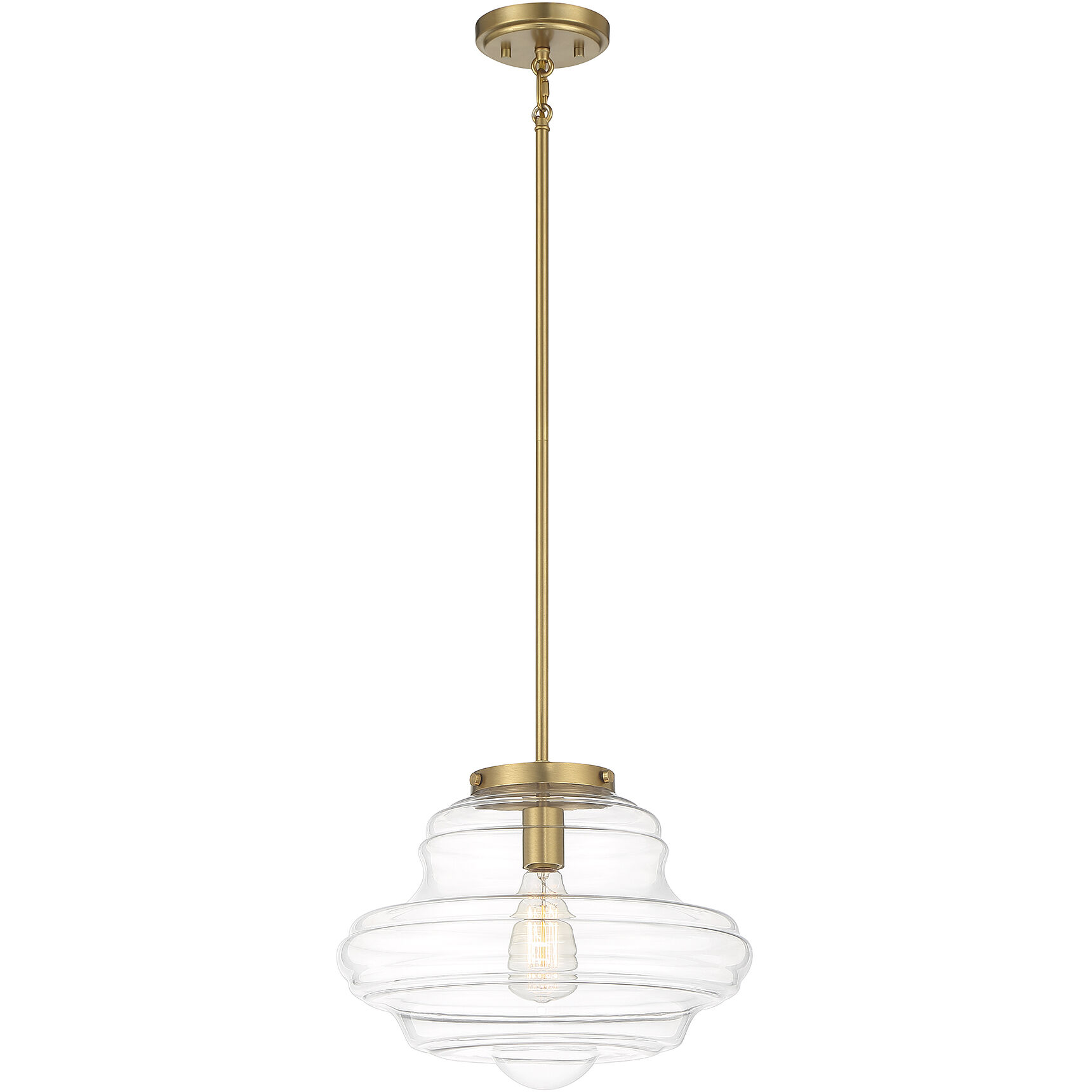 Vintage 1 Light 15 inch Natural Brass Pendant Ceiling Light
