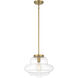 Vintage 1 Light 15 inch Natural Brass Pendant Ceiling Light