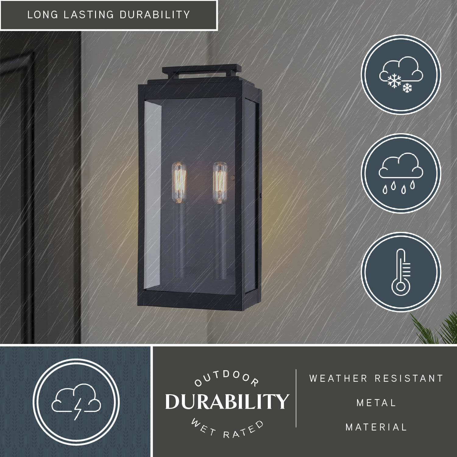 Hampton LED 15.5 inch Textured Black Outdoor Wall