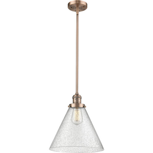 Franklin Restoration Cone LED 12 inch Antique Copper Mini Pendant Ceiling Light in Seedy, Franklin Restoration