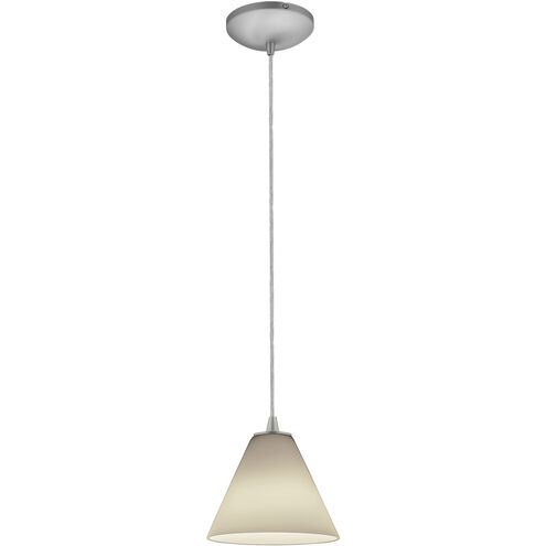Martini 1 Light 7.25 inch Brushed Steel Pendant Ceiling Light in White