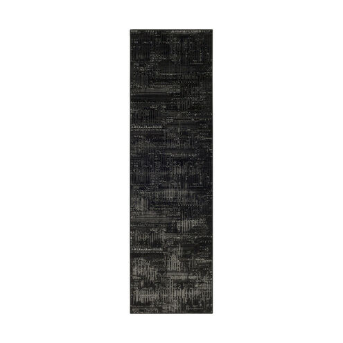 Amadeo 94 X 28 inch Black/Light Gray/White/Medium Gray Rugs, Polypropylene and Polyester
