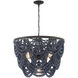Bohemian 5 Light 24 inch Navy Blue with Oil Rubbed Bronze Chandelier Ceiling Light