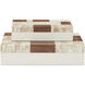1940s 9 inch Beige and Brown and Ivory and Natural Boxes, Set of 2