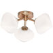 Novo 3 Light 16.63 inch Aged Gold Brass Flush Mount Ceiling Light in Aged Gold Brass and Opal Glass