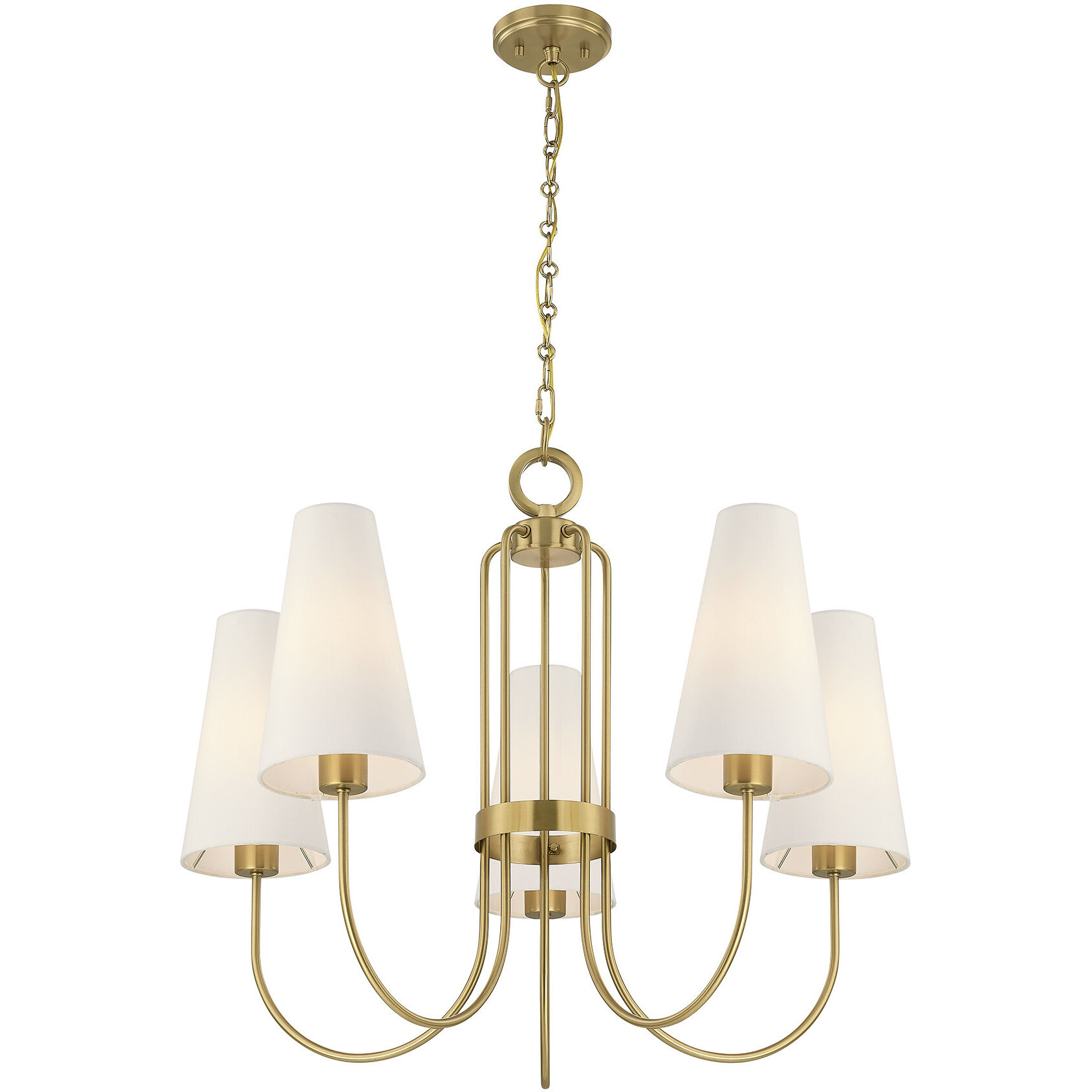 Wilkes 5 Light 30 inch Warm Brass Chandelier Ceiling Light