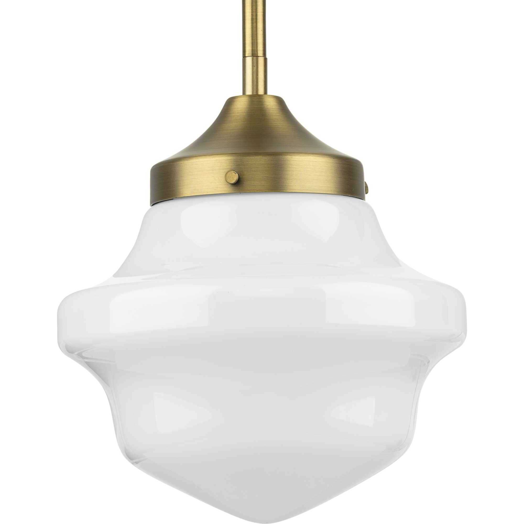 School House 1 Light 8 inch Vintage Brass Mini Pendant Ceiling Light