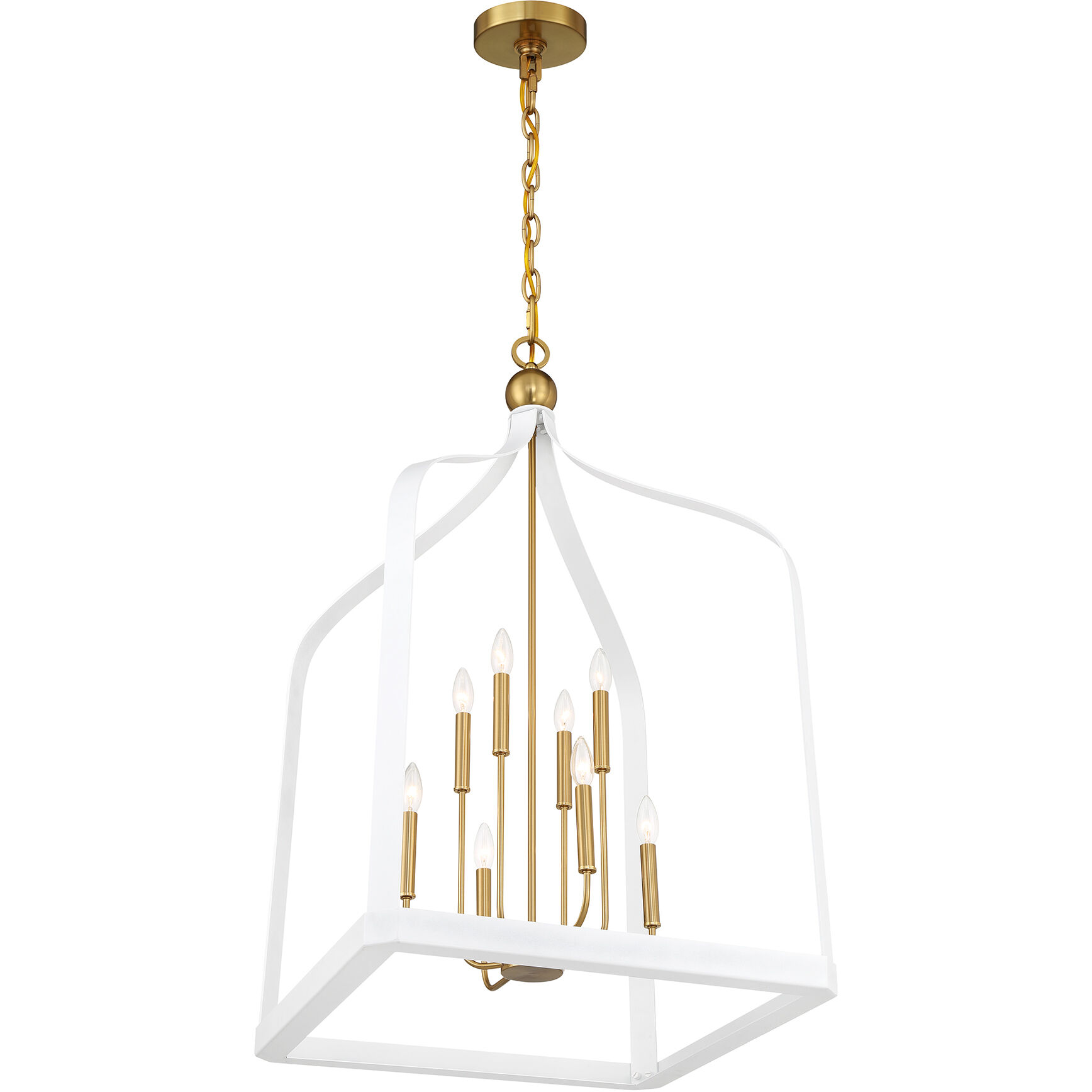 Sheffield 8 Light 23.5 inch White with Warm Brass Accents Pendant Ceiling Light in White/Warm Brass