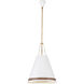 Brickell 3 Light 20 inch Matte White and Hazelnut Leather Pendant Ceiling Light