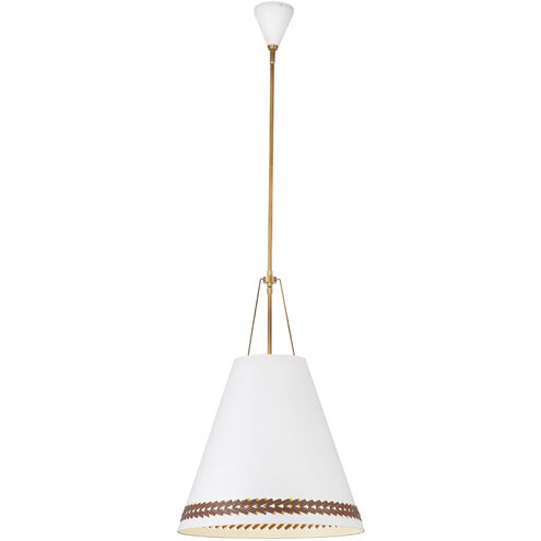 Brickell 3 Light 20 inch Matte White and Hazelnut Leather Pendant Ceiling Light