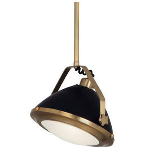 Apollo 1 Light 12 inch Antique Brass with Matte Black Pendant Ceiling Light