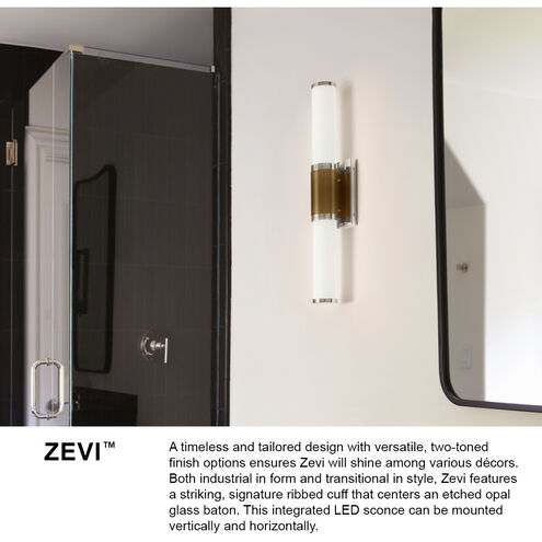 Zevi LED 23 inch Polished Nickel Vanity Light Wall Light, Vertical