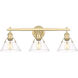 Orwell 3 Light 27 inch Brushed Champagne Bronze Bath Vanity Wall Light in Clear Glass