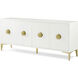 Judith Leiber Couture 80 X 19 inch Solstice / Polished Brass Credenza, Wooden, 4-Door