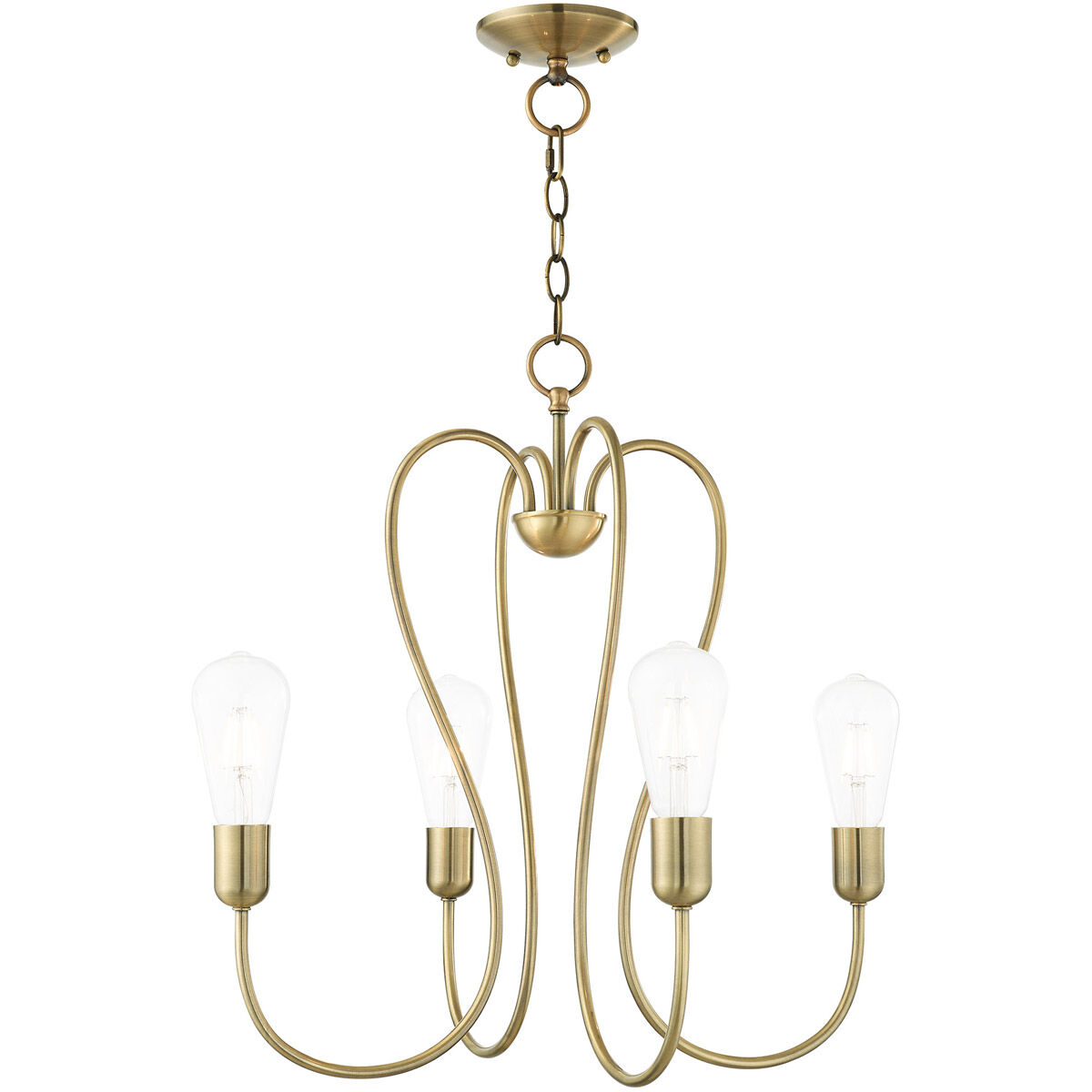 Lucerne 4 Light 20 inch Antique Brass Chandelier Ceiling Light