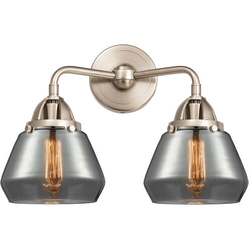 Nouveau 2 Fulton LED 14.75 inch Brushed Satin Nickel Bath Vanity Light Wall Light in Plated Smoke Glass