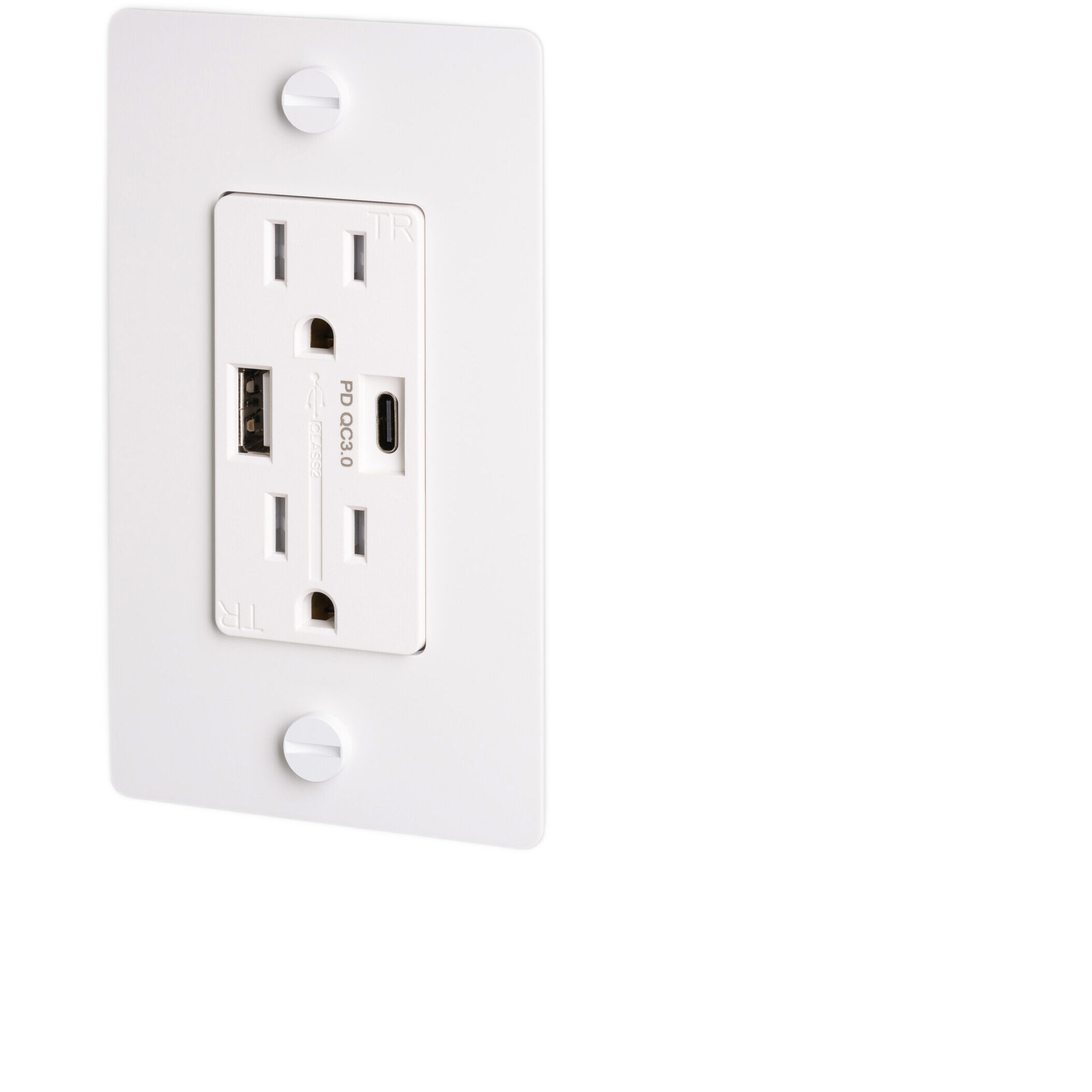 1G Duplex 125 White Outlet, USB A + C