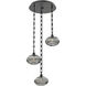 Coppa 3 Light 20.1 inch Matte Black Multi-Pendant Ceiling Light in Smoke Optic, Rectangular Chain