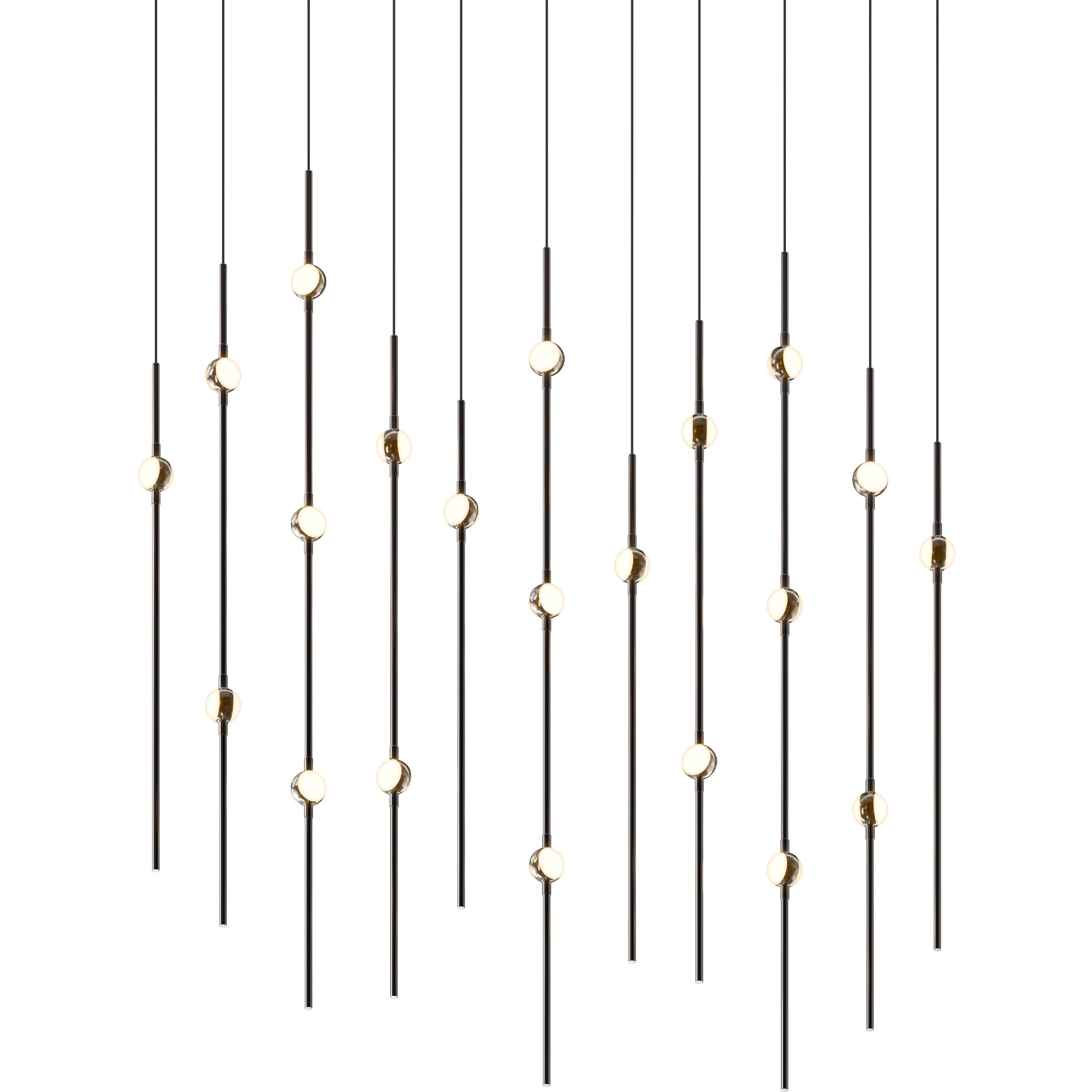 Constellation Aries LED 35.5 inch Espresso Black Pendant Ceiling Light in 2200K, White Optical Acrylic, 10 FT. Cord