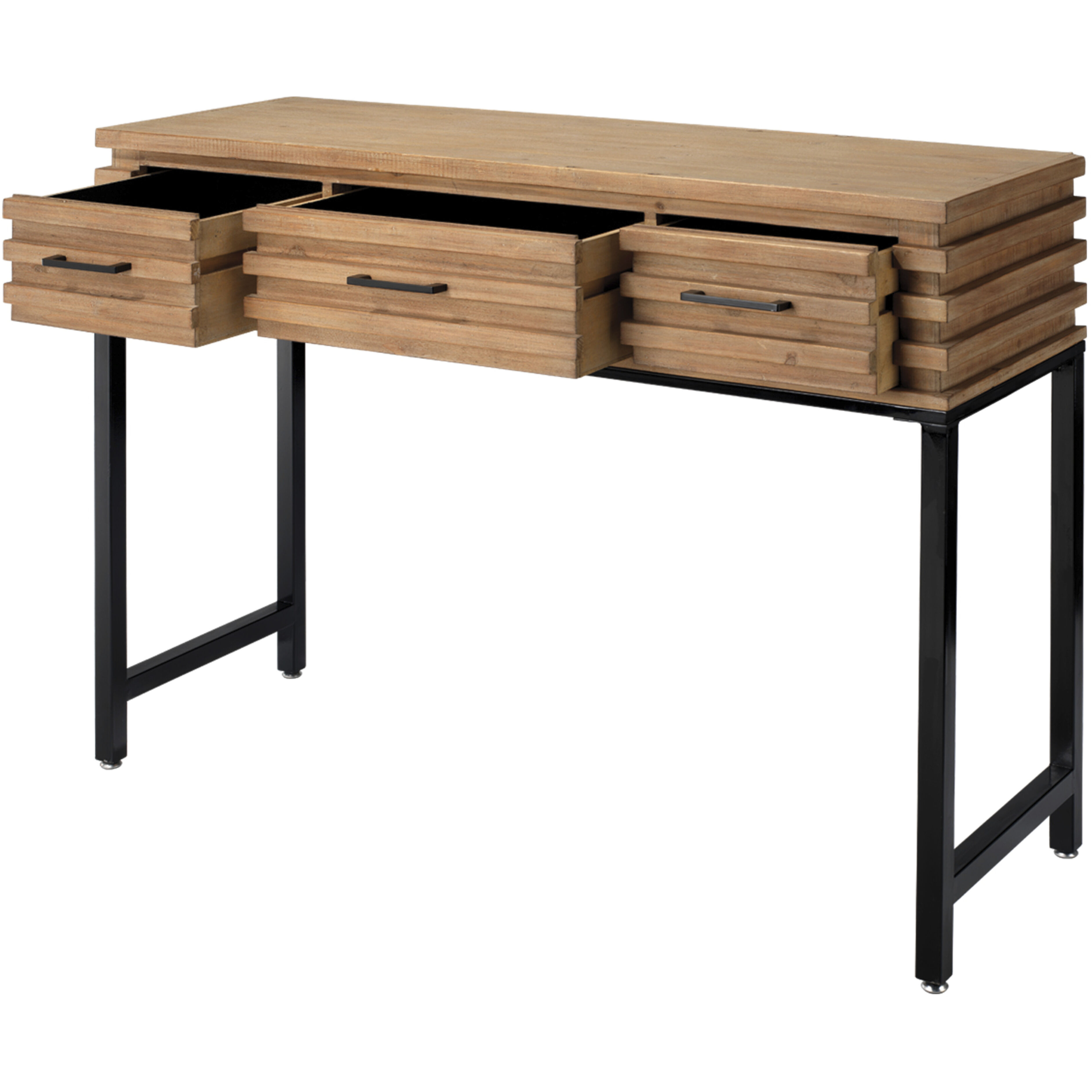 Logan 46.75 X 15.75 inch Natural Wood and Black Metal Console
