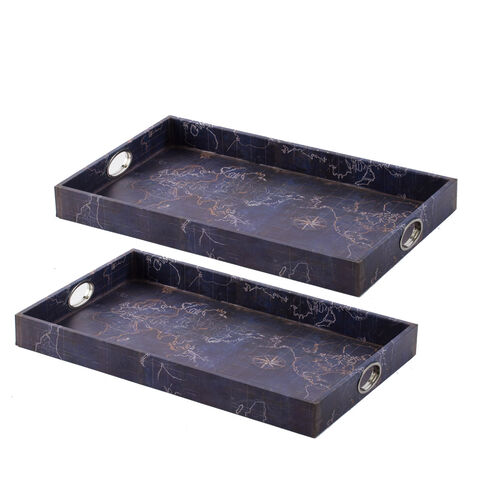 Anita Blue Tray, Set of 2