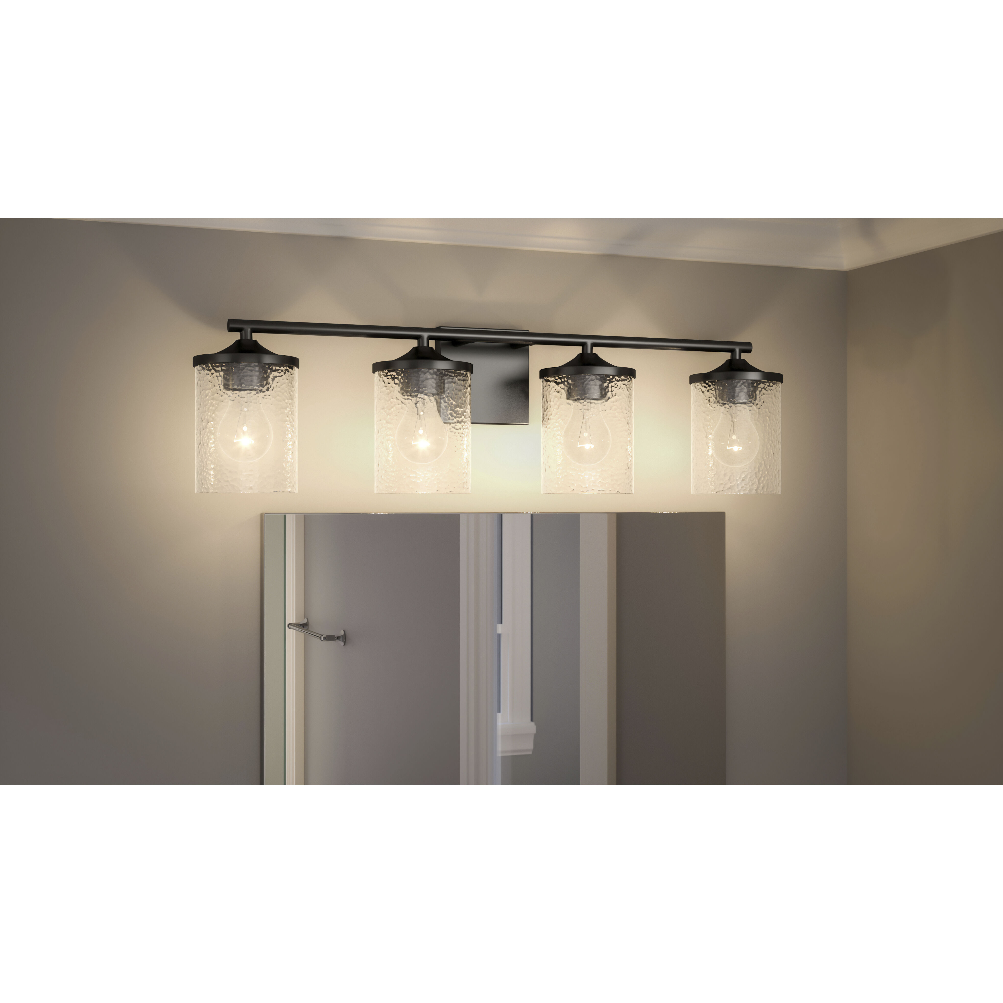 Abner 4 Light 28 inch Matte Black Bath Light Wall Light