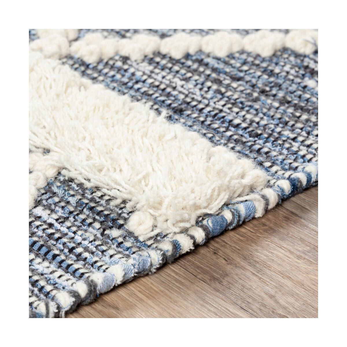 Handira 120 X 96 inch Black/Navy/White/Cream Handmade Rug