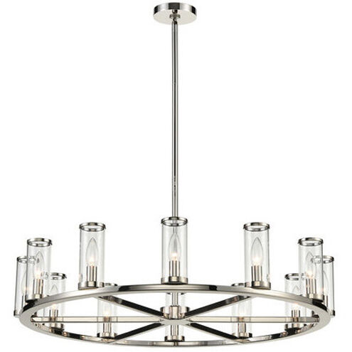 Revolve 12 Light 32.75 inch Clear Glass and Polished Nickel Chandelier Ceiling Light