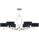 Allegretto 6 Light 51 inch Silver Chandelier Ceiling Light in Silver Leaf, Black Fabric
