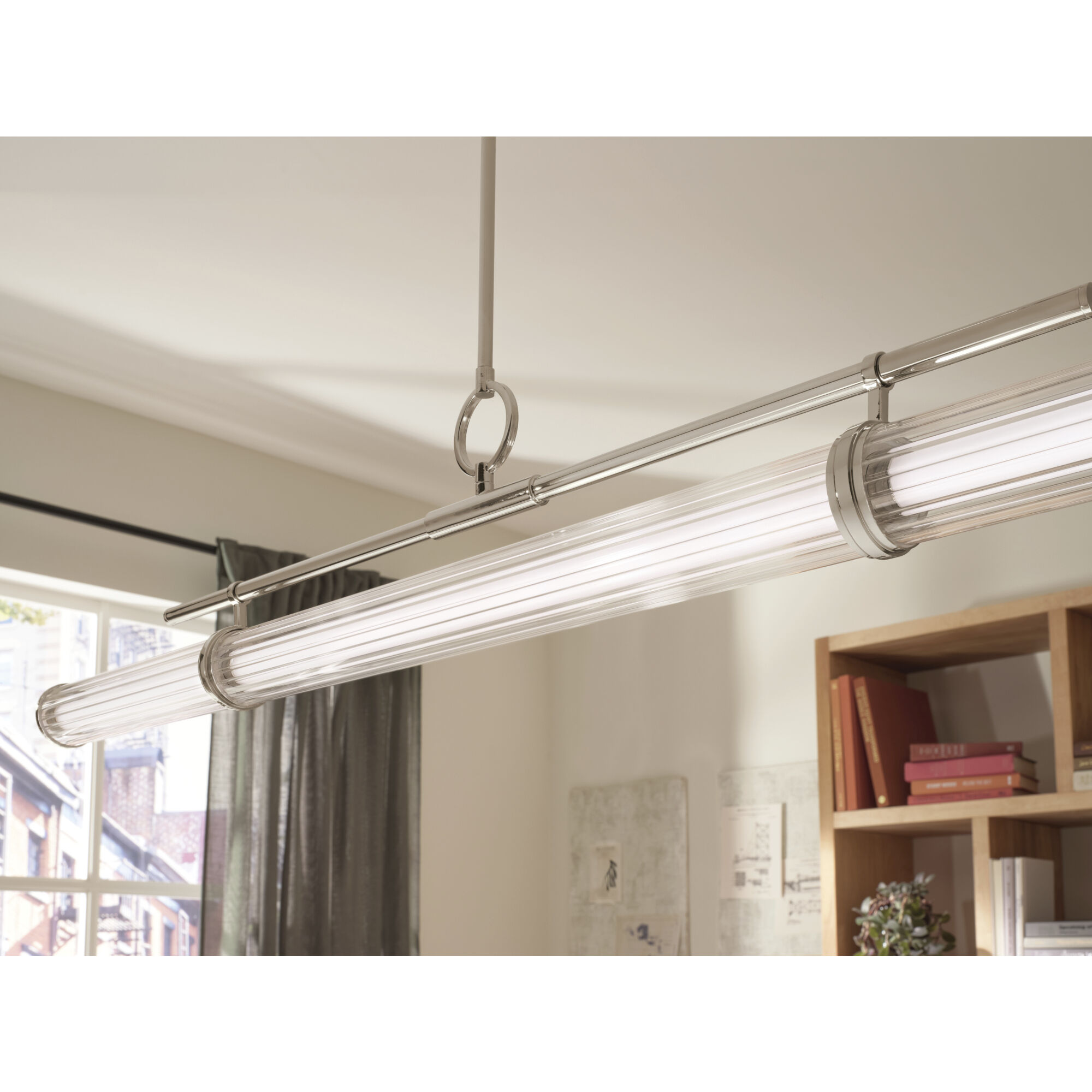 Riven LED 8 inch Polished Nickel Chandelier Linear Ceiling Light