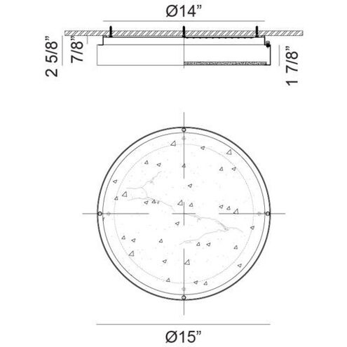 Marblestone LED 15 inch Aged Gold Brass Flush Mount Ceiling Light