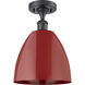 Ballston Plymouth Dome LED 9 inch Matte Black Semi-Flush Mount Ceiling Light in Matte Red