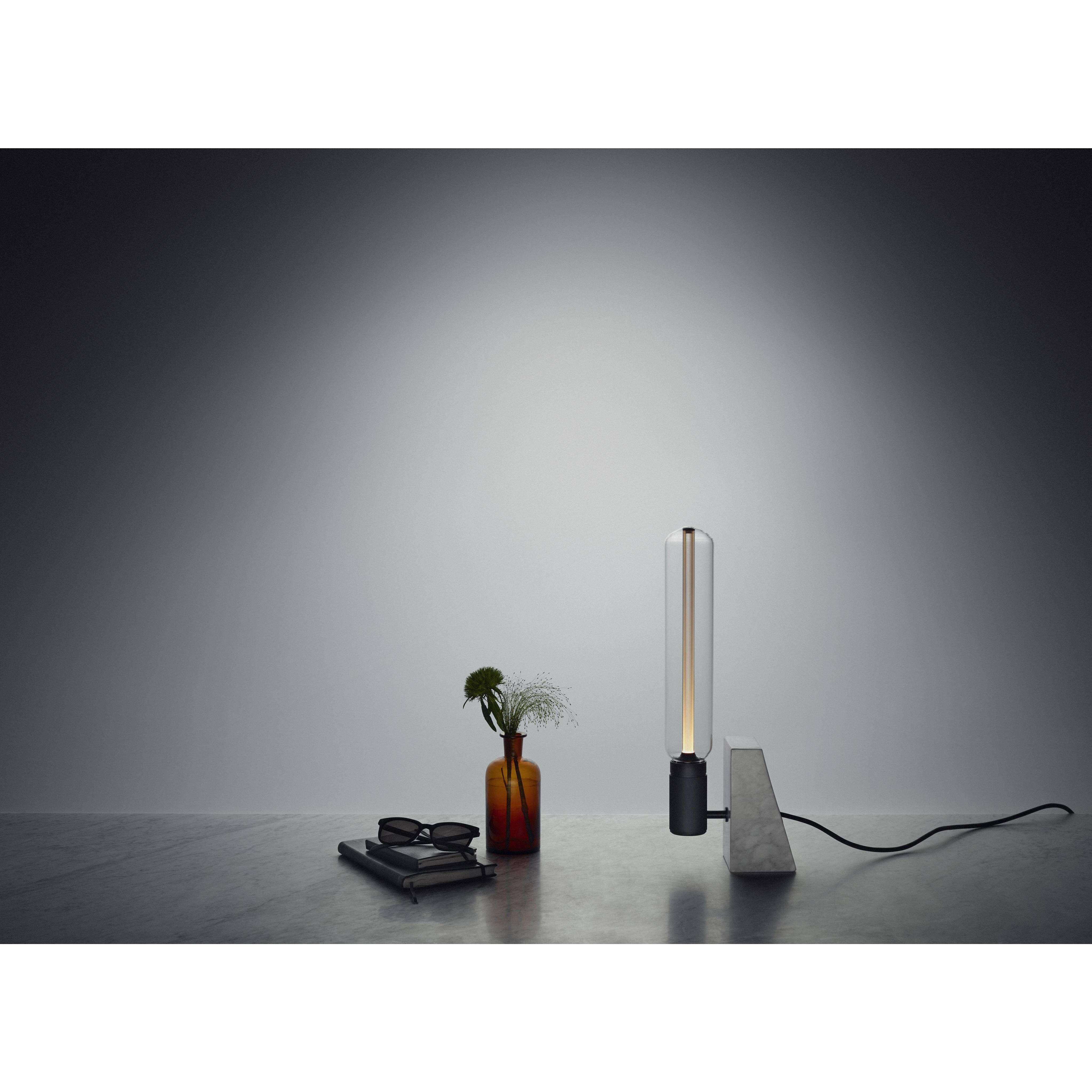 Stoned 16.73 inch 5.00 watt Polished White Marble Table Light Portable Light