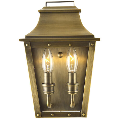 Coventry 2 Light 12 inch Aged Brass Exterior Pocket Wall Mount