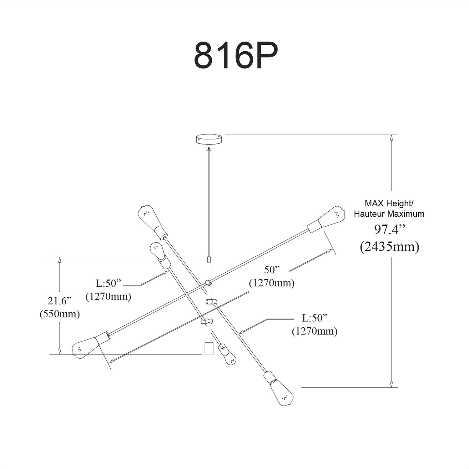 Transitional 6 Light 50 inch Aged Brass Pendant Ceiling Light