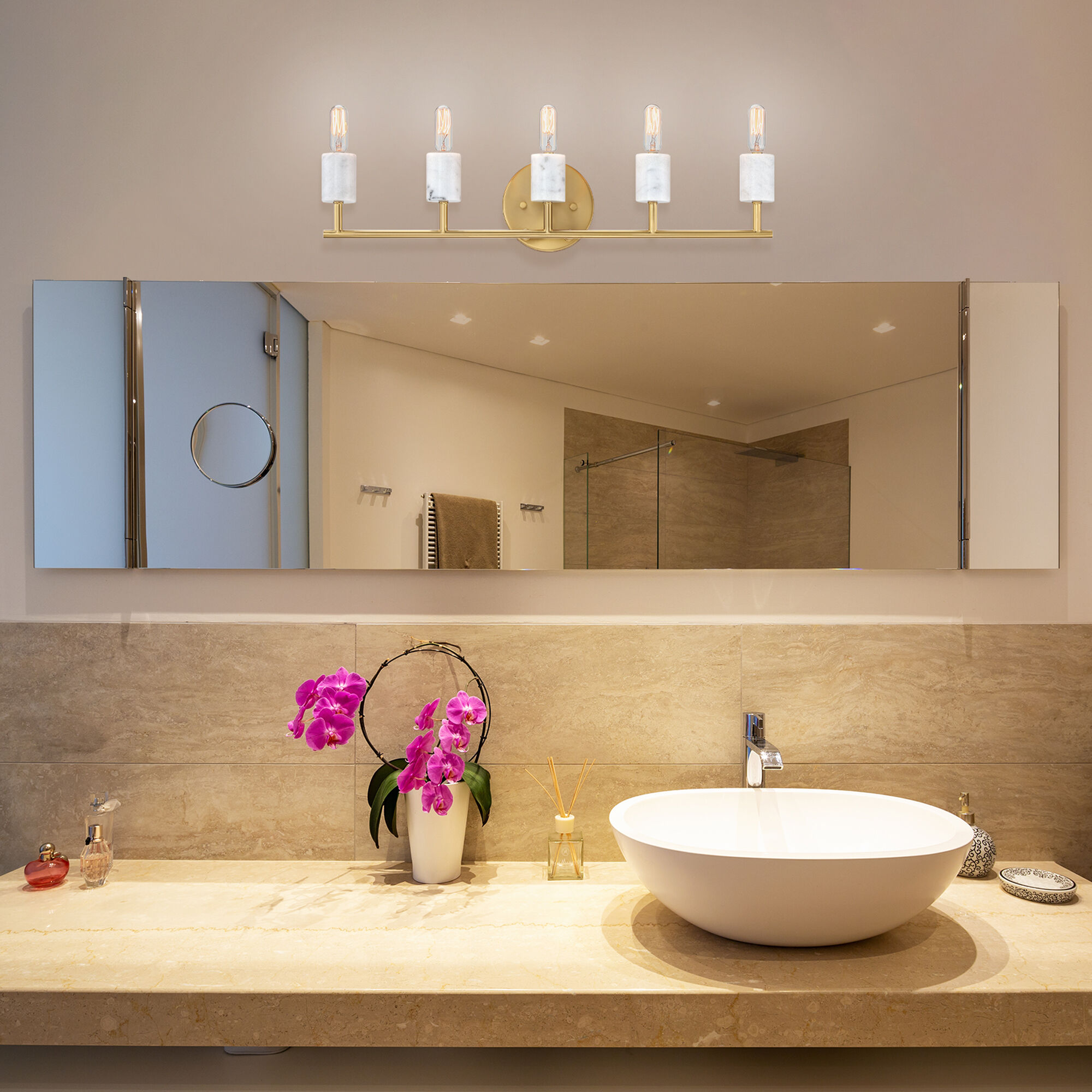 Star Dust 5 Light 24.25 inch Brushed Gold Vanity Light Wall Light