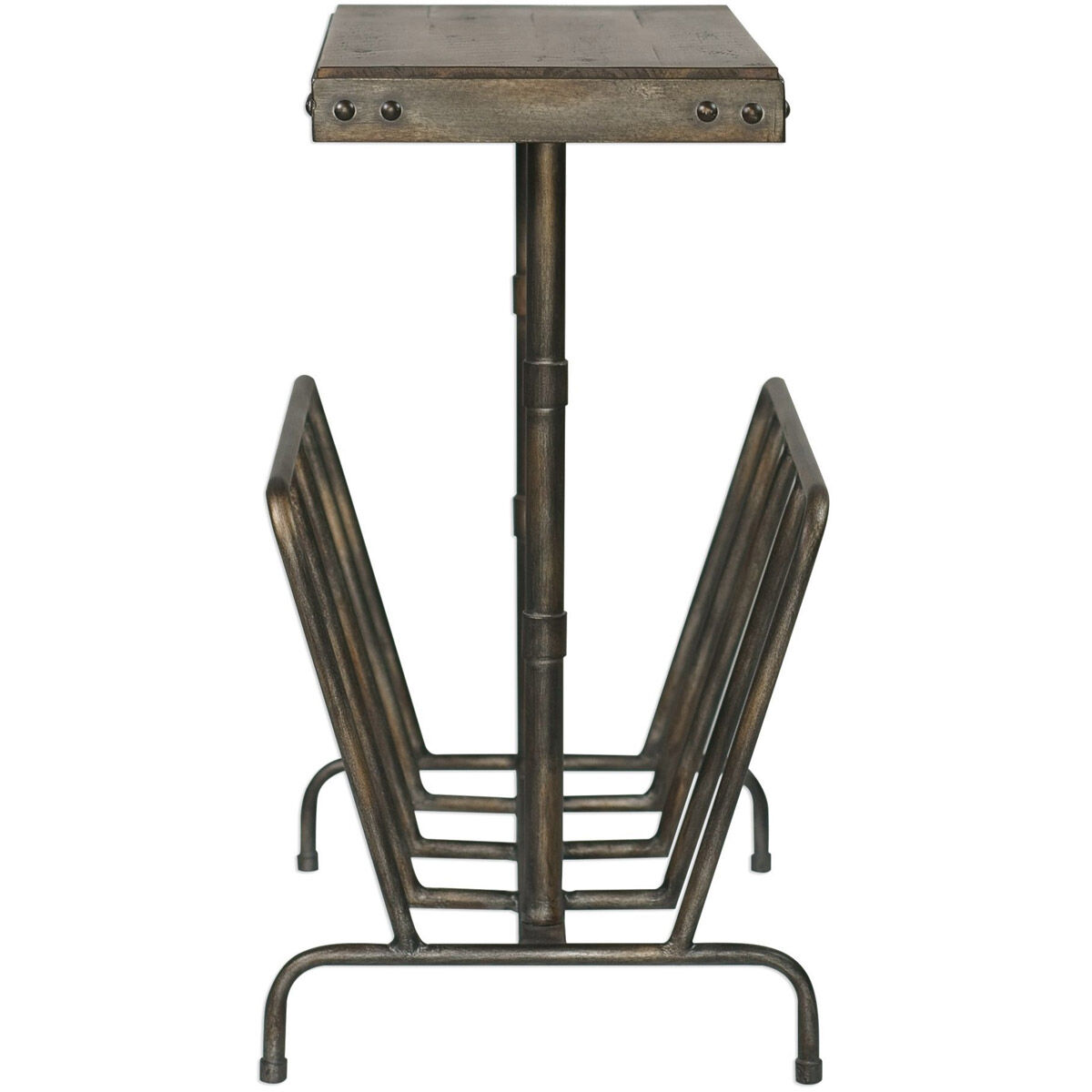 Sonora 26 X 17 inch Burnished Brushed Iron and Distressed Warm Walnut Magazine Side Table