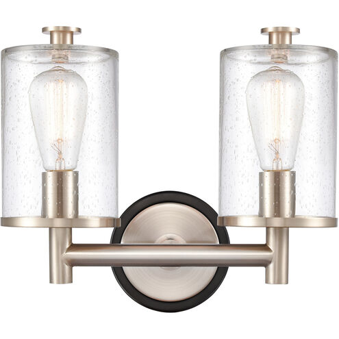 Marlowe LED 14 inch Black Satin Nickel Bath Vanity Light Wall Light in Seedy Glass