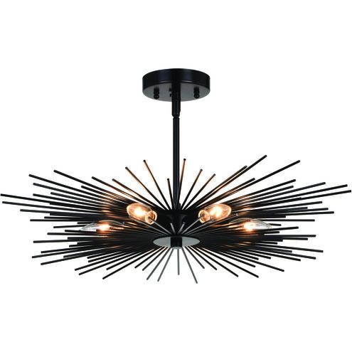 Nikko LED 24 inch Matte Black Semi-Flush Mount Ceiling Light in 6