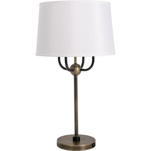 Alpine 30 inch 100.00 watt Antique Brass and Hammered Bronze Table Lamp Portable Light, with USB Port