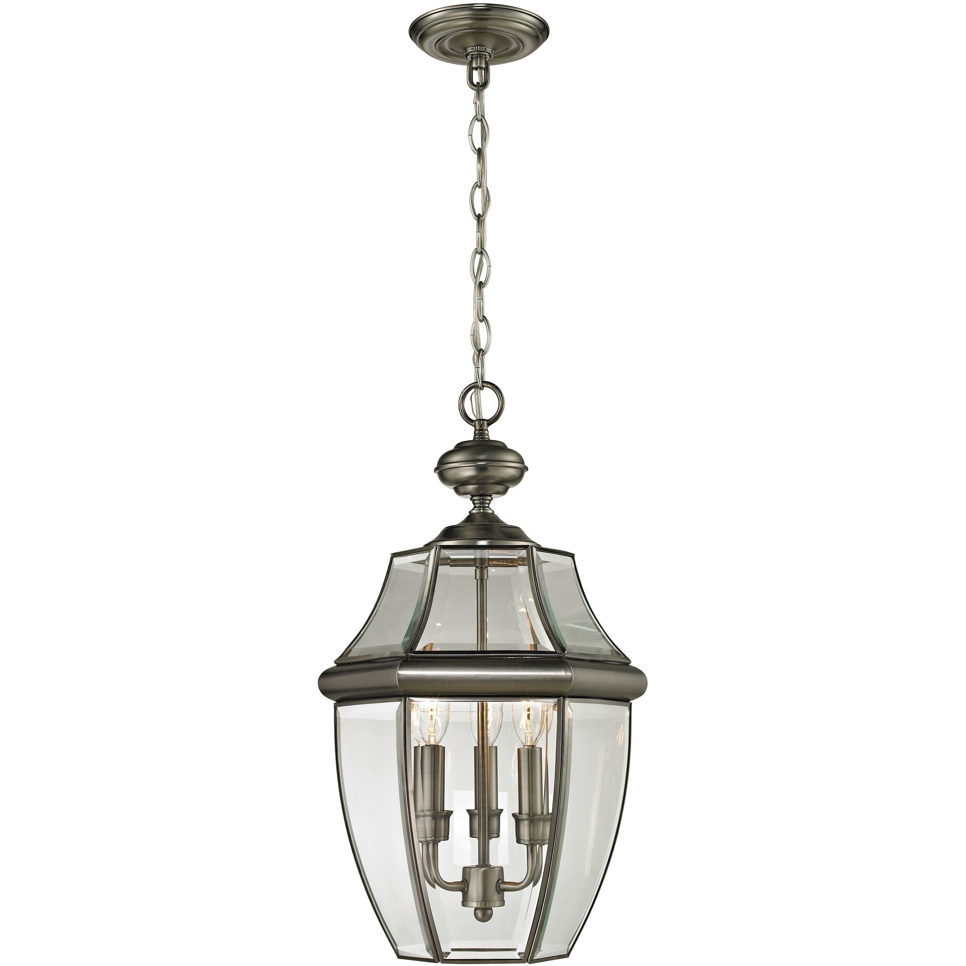 Ashford 3 Light 12 inch Antique Nickel Outdoor Pendant